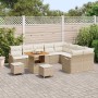 Conjunto de sofá de jardín 12 pcs Beige ratán sintético