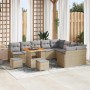 Conjunto de sofá de jardín 12 pcs Beige ratán sintético