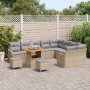 Conjunto de sofá de jardín 12 pcs Beige ratán sintético