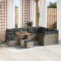 Conjunto de sofá de jardín 12 pcs Gris ratán sintético