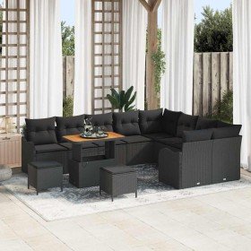 Conjunto de sofá de jardín 12 pcs Negro ratán sintético Conjunto de sofá de jardín 12 pcs Negro ratán sintético