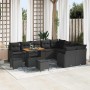 Conjunto de sofá de jardín 12 pcs Negro ratán sintético