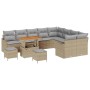 Conjunto de sofá de jardín 12 pcs Beige ratán sintético