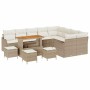 Conjunto de sofá de jardín 13 pcs Beige ratán sintético