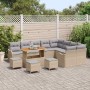 Conjunto de sofá de jardín 13 pcs Beige ratán sintético