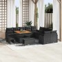 Conjunto de sofá de jardín 13 pcs Negro ratán sintético