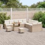 Conjunto de sofá de jardín 13 pcs Beige ratán sintético