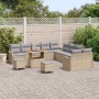 Conjunto de sofá de jardín 13 pcs Beige ratán sintético
