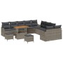 Conjunto de sofá de jardín 13 pcs Gris ratán sintético