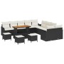 Conjunto de sofá de jardín 14 pcs Negro ratán sintético