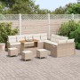 Conjunto de sofá de jardín 14 pcs Beige ratán sintético