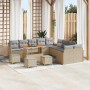 Conjunto de sofá de jardín 14 pcs Beige ratán sintético
