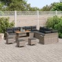 Conjunto de sofá de jardín 14 pcs Gris ratán sintético