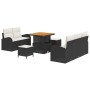 Conjunto de sofá de jardín 8 pcs Negro ratán sintético