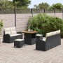 Conjunto de sofá de jardín 8 pcs Negro ratán sintético