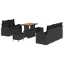 Conjunto de sofá de jardín 8 pcs Negro ratán sintético