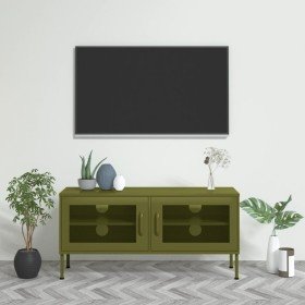 Mueble de TV verde oliva 105x35x50 cm acero
