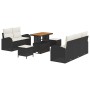Conjunto de sofá de jardín 8 pcs Negro ratán sintético
