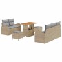 Conjunto de sofá de jardín 8 pcs Beige ratán sintético
