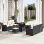 Conjunto de sofá de jardín con cojín 9 pcs Negro Poliratán