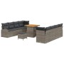 Conjunto de sofá de jardín con cojín 11 pcs Gris Poliratán
