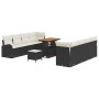 Conjunto de sofá de jardín con cojín 11 pcs Negro Poliratán