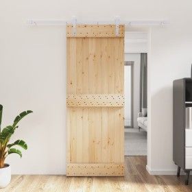 Puerta corredera con herrajes madera maciza de pino 80x210 cm