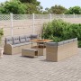 Conjunto de sofá de jardín con cojín 11 pcs Beige Poliratán