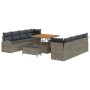 Conjunto de sofá de jardín con cojín 11 pcs Gris Poliratán