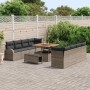 Conjunto de sofá de jardín con cojín 11 pcs Gris Poliratán