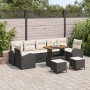 Conjunto de sofá de jardín con cojín 10 pcs Negro Poliratán
