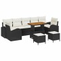 Conjunto de sofá de jardín con cojín 10 pcs Negro Poliratán