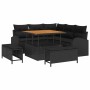 Conjunto de sofá de jardín con cojín 8 pcs Negro Poliratán