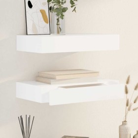 Estantes de pared flotantes con cajones 2 uds blanco 48 cm