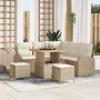 Conjunto de sofá de jardín con cojín 8 pcs Beige Poliratán
