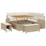 Conjunto de sofá de jardín con cojín 8 pcs Beige Poliratán