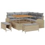 Conjunto de sofá de jardín con cojín 8 pcs Beige Poliratán