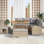 Conjunto de sofá de jardín con cojín 8 pcs Beige Poliratán