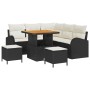 Conjunto de sofá de jardín con cojín 8 pcs Negro Poliratán
