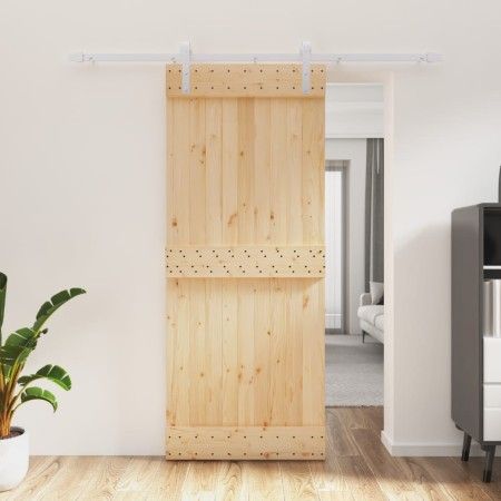 Sliding door with solid pine wood hardware 85x210 cm by vidaXL, Doors - Ref: Foro24-3203028, Price: 170,37 €, Discount: %