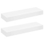 Estantes de pared flotantes con cajones 2 uds blanco 80 cm