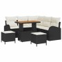Conjunto de sofá de jardín con cojín 8 pcs Negro Poliratán