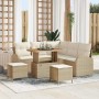 Conjunto de sofá de jardín con cojín 8 pcs Beige Poliratán