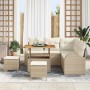 Conjunto de sofá de jardín con cojín 8 pcs Beige Poliratán