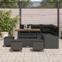 Conjunto de sofá de jardín con cojín 9 pcs Negro Poliratán