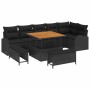 Conjunto de sofá de jardín con cojín 9 pcs Negro Poliratán