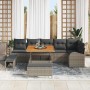 Conjunto de sofá de jardín con cojín 9 pcs Gris Poliratán