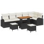 Conjunto de sofá de jardín con cojín 9 pcs Negro Poliratán