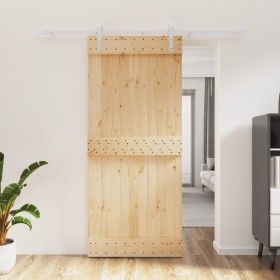 Schiebetür mit Beschlägen aus massivem Kiefernholz, 90 x 210 cm von vidaXL, Türen - Ref: Foro24-3203029, Preis: 190,13 €, Rab...