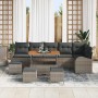 Conjunto de sofá de jardín con cojín 10 pcs Gris Poliratán